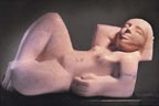 Sculptor: Henk van Straaten, reclining nude in pink marble